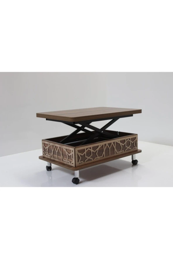 kolexonline Akıllı Sihirli Sehpa 3 Kadameli Tekerli Ceviz - Resim 4