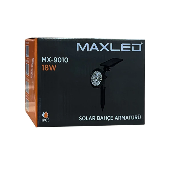 Maxled MX-9010 18W Led Solar Kazıklı Bahçe/Çim Armatürü Günışığı - Resim 3