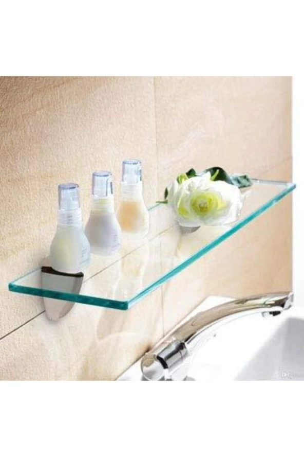 Depolife Cam Raf Ikili Set Banyo Duvar Ahşap Montajlı Etejer Rafı Rodajlı Cam Rafı Montaj Aparatlı Etajer - 3