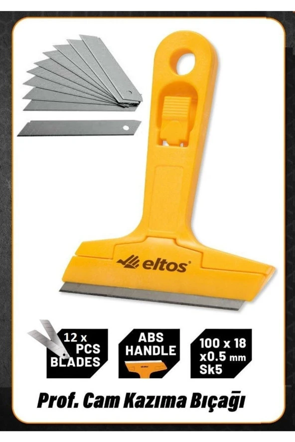 Depolife Cam Ocak Kazıma Bıçak Seti 100mm Kalıntı Temizleme Sıyırma Aleti Profesyonel 12 Adet Yedekli - 3