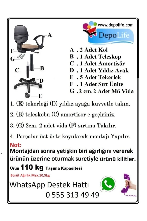Depolife Çocuk Odası Ders Çalışma Ofis Koltuğu Gemici Dümen Desenli - 2
