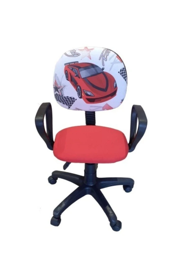 Depolife Çocuk Oyun Faaliyet Ofis Sandalyesi Koltuğu Kırmızı Arabalı - 3