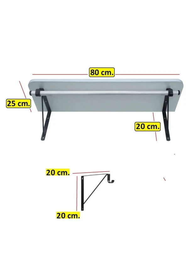 Depolife Duvar Rafı Fortmanto Askılık Elbise Asma Kitaplık Için Raf Askılı Etejer - 3