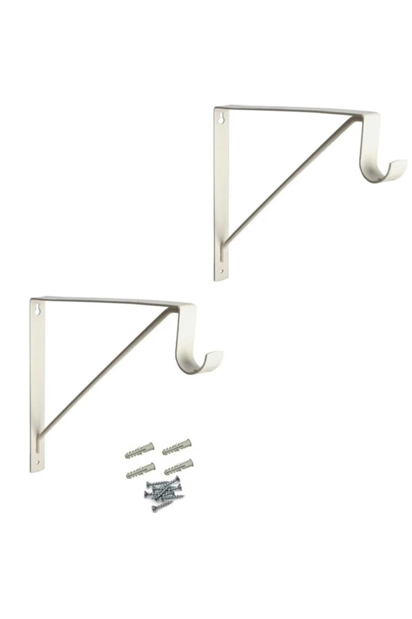 Depolife 20x20cm Metal Braket Raf Tutucu Fortmanto Demiri 25mm Askılık Borusu Takılabilir Montajlı 2li Set