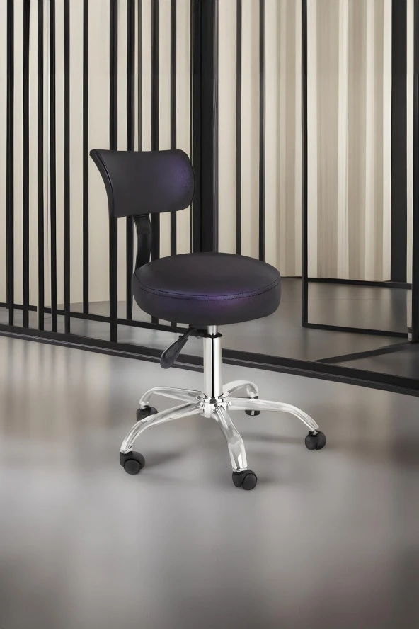 Ofis Laboratuvar Öğrenci Büro Tabure Metal Ayak Tekerlekli Sandalye Sırt Dayama Çalışma Koltuğu