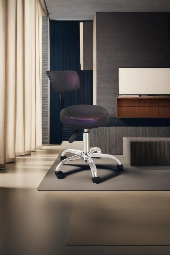 Depolife Ofis Laboratuvar Öğrenci Büro Tabure Metal Ayak Tekerlekli Sandalye Sırt Dayama Çalışma Koltuğu - Resim 3