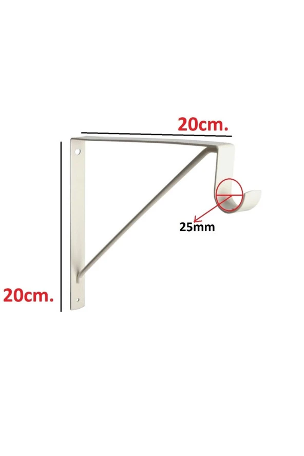 Depolife 20x20cm Metal Braket Raf Tutucu Fortmanto Demiri 25mm Askılık Borusu Takılabilir Montajlı 2li Set - 3