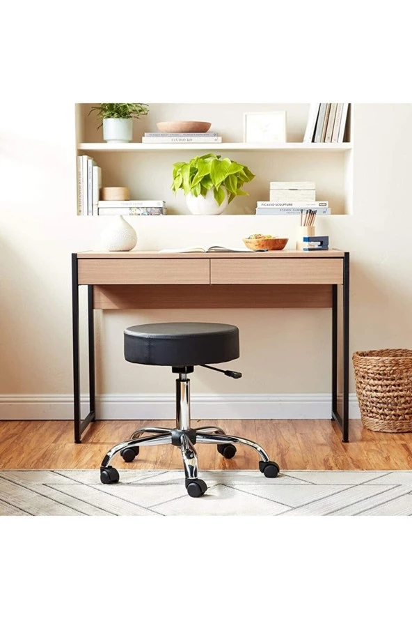 Depolife Döner Ofis Kasiyer Taburesi Tekerlekli Deri Döşeme Oturak Eczane Laboratuvar Büro Çalışma Koltuğu - 2