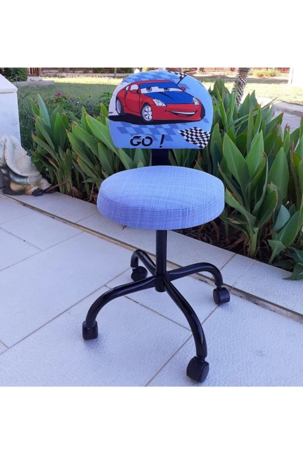 Depolife Araba Ralli Desenli Çocuk Ders Çalışma Oyun Faliyet Koltuğu Çocuk Odası Için Koltuk Mavi - Resim 2