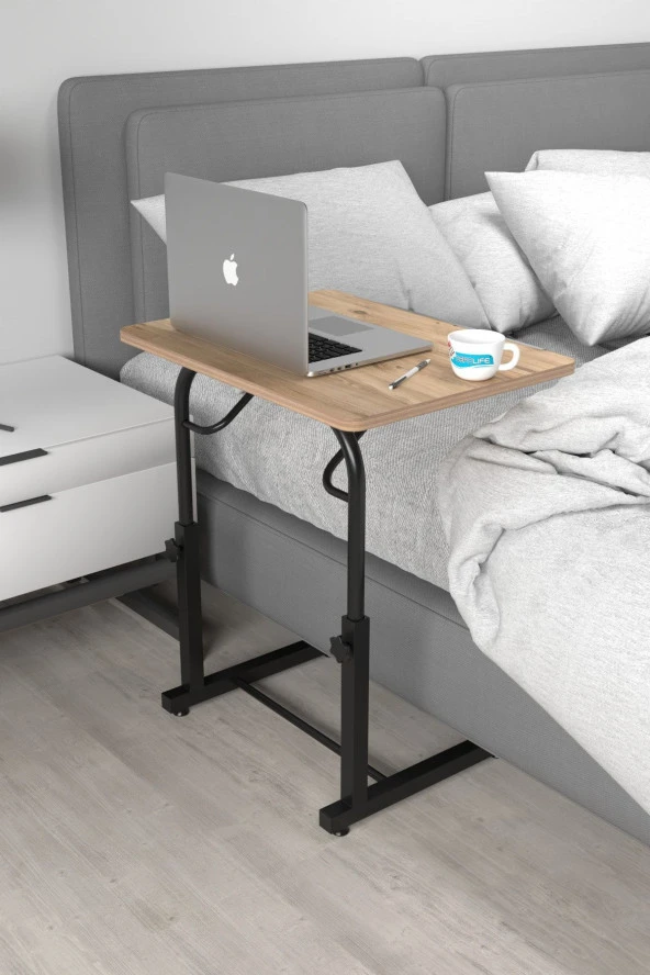 Depolife Eğim Yükseklik Ayarlı Laptop Sehpası Kahvaltı Ders Çalışma Bilgisayar Ofis Yemek Masası Metal Ayak