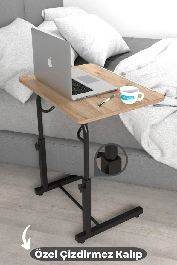 Depolife Eğim Yükseklik Ayarlı Laptop Sehpası Kahvaltı Ders Çalışma Bilgisayar Ofis Yemek Masası Metal Ayak - 2