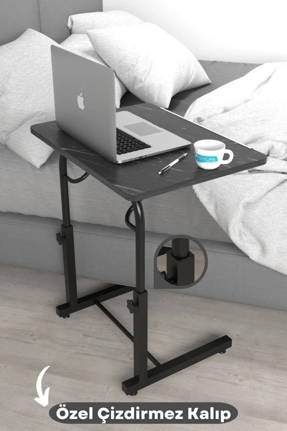 Depolife Eğim Yükseklik Ayarlı Laptop Sehpası Kahvaltı Ders Çalışma Bilgisayar Ofis Yemek Masası Metal Ayak