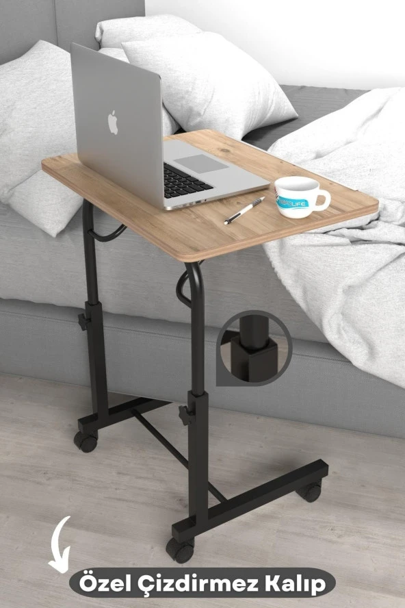 Eğim Yükseklik Ayarlı Laptop Sehpası Kahvaltı Ders Çalışma Bilgisayar Masası Metal Ayak Tekerlekli - 2