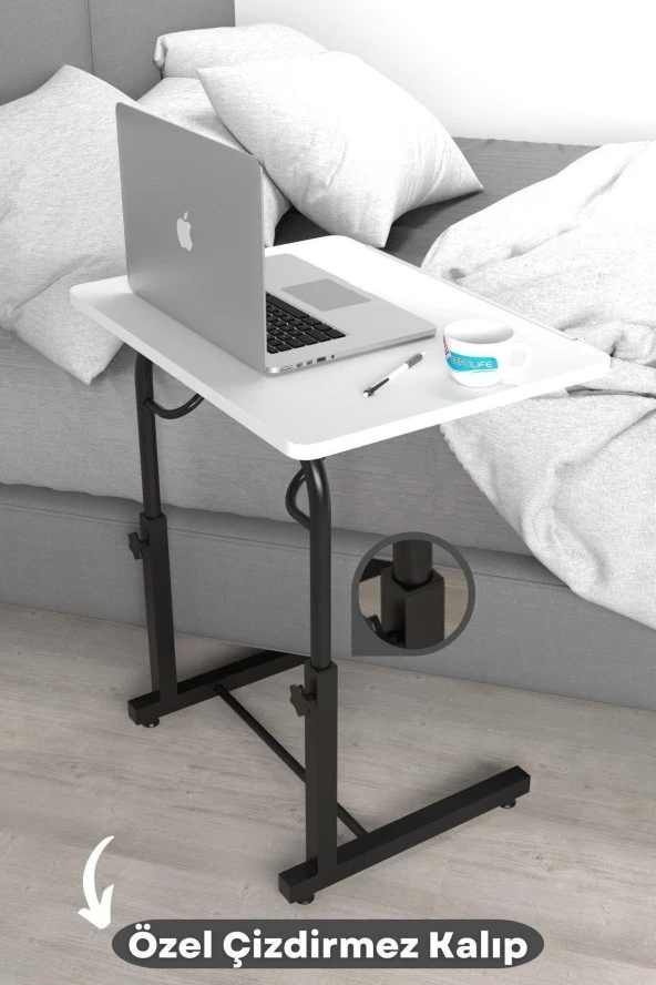 Depolife Eğim Yükseklik Ayarlı Laptop Sehpası Kahvaltı Ders Çalışma Bilgisayar Ofis Yemek Masası Metal Ayak - 3