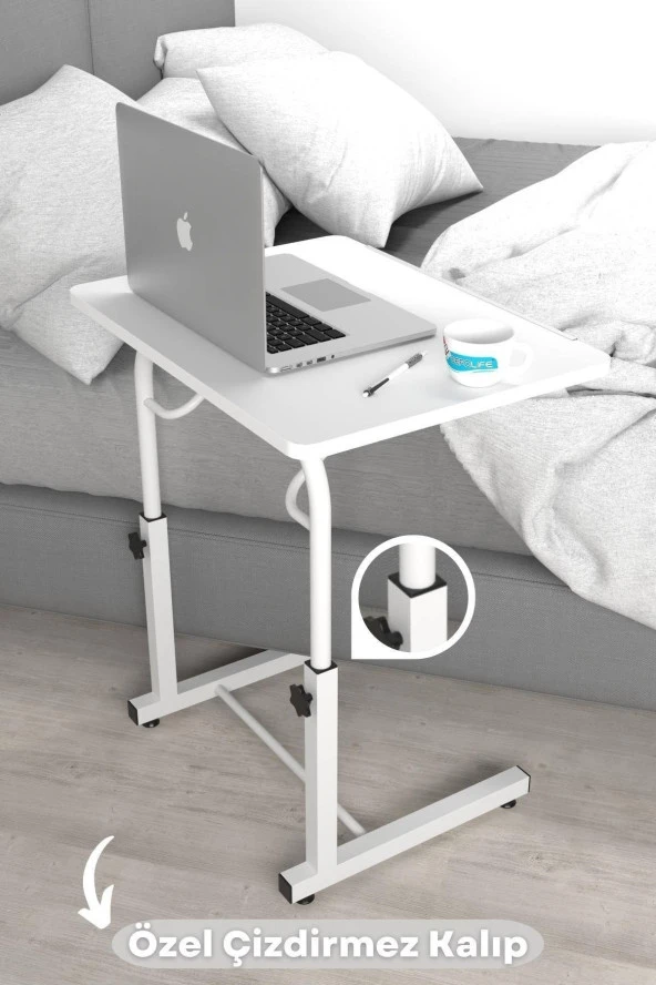 Depolife Eğim Yükseklik Ayarlı Laptop Sehpası Kahvaltı Ders Çalışma Bilgisayar Ofis Yemek Masası Metal Ayak - 3