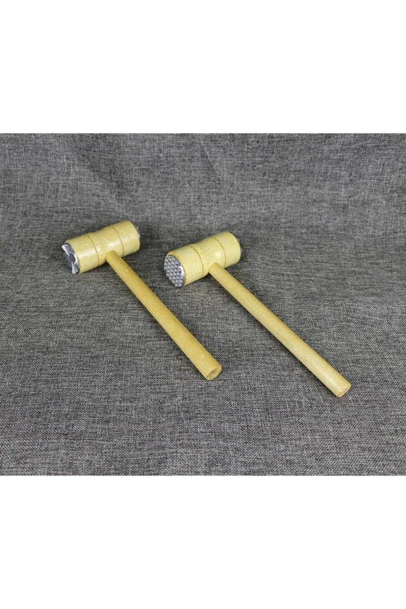 Depolife Zeytin Kırma Tokmağı Et Dövme Çekiç Tokmağı Dalgalı Alüminyum Ağızlı Ahşap Tokmak - 3