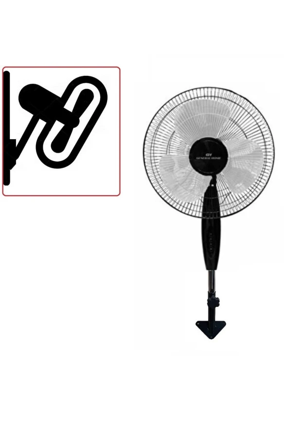 Depolife Duvar Için Hava Vantilatörü 90 Derece Döner Kafa Duvar Montajlı Pervane 40cm 55w Siyah Fan