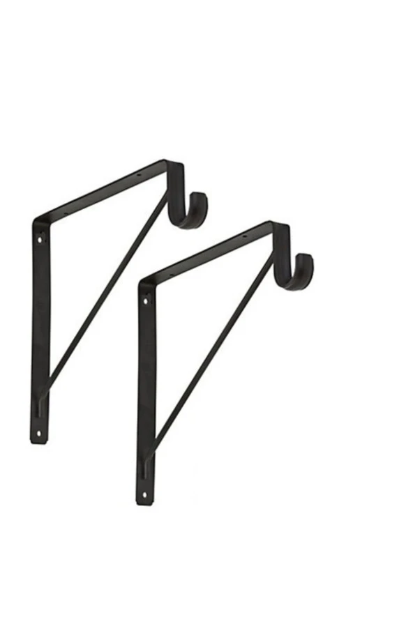 Depolife Metal Braket Raf Tutucu Demiri Askılık Borusu Takılabilir Duvar Montajlı Siyah Renk 25x25cm.
