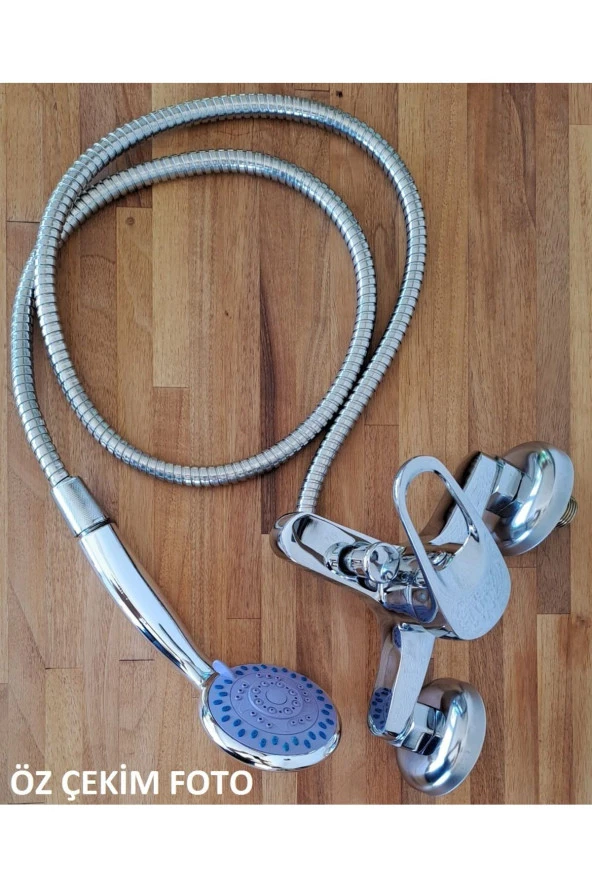 Depolife Banyo Duş bataryası sıcak soğuk mix Banyo çeşmesi ve Spiral Hortum ve başlık seti prinç - 2