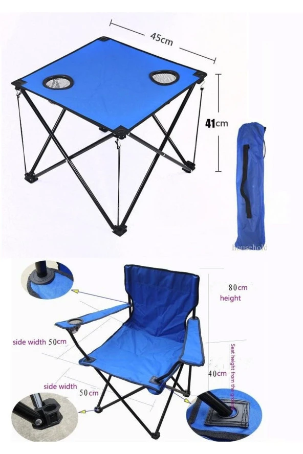 Depolife Kamp Piknik Koltuk Masası Plaj Şemsiyesi Kazık Seti Bahçe Plaj Doğa Katlanır Çantalı Set - 2