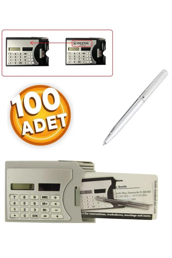 Depolife Hesap Makinesi Kalem Kartvizitlik 3lü Fonksiyonlu Promasyon Reklam Şirket Logo Basma Müsait 100 Lü ürün görseli