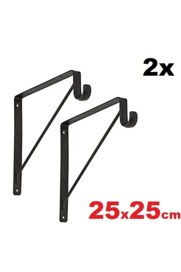 Depolife Metal Braket Raf Tutucu Demiri Askılık Borusu Takılabilir Duvar Montajlı Siyah Renk 25x25cm. - 3