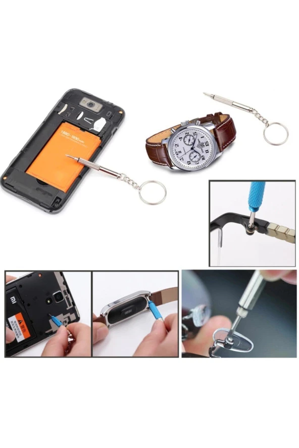 Depolife Saatci Tornavida Seti Mini Yıldız Düz Hassas Saatçi Gözlük Cep Telefonu Sökme Takma Seti 2 Adet - 2