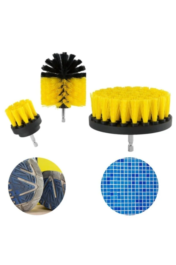 3lü Matkap Ucu Banyo Küvet Duşkabin Araba Tekerliği Koltuk Yıkama - 3