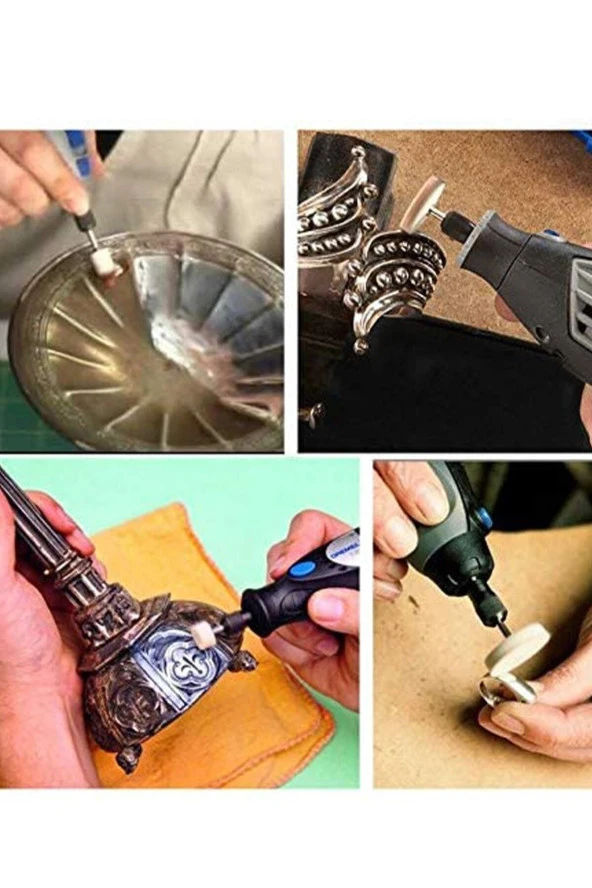 Depolife Dremel Ve Benzeri Gravür Makineleri Uyumlu Parlatma Polisaj Seti 23 Parça Yün Keçe Parlatma Süngeri - 3