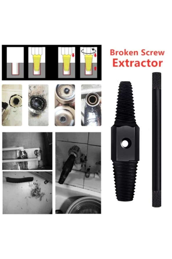 Depolife Hasarlı Kırık Musluk Batarya Çıkarma Aleti Kör Yuva Düzeltme Hazırlama Aparatı Kollu Karbon Uç - 2