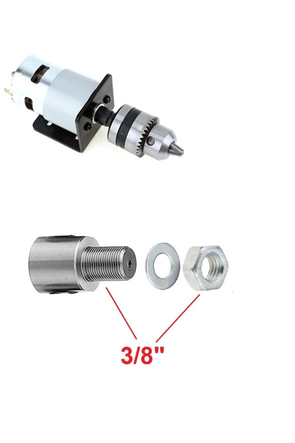 3/8mm Kaplin Vida Seti Okul Proje Ödev Hobi Uygulama 10mm Motor Mili Için Mandren Adaptör - 3