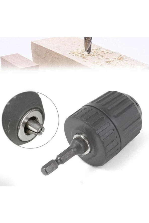 Depolife Şarjlı Vidama Matkap Için 1/4 Hex Adaptörlü Mandren 10mm 3/8 Mm Otomatik Anahtarsız Süpra Mandren - 3