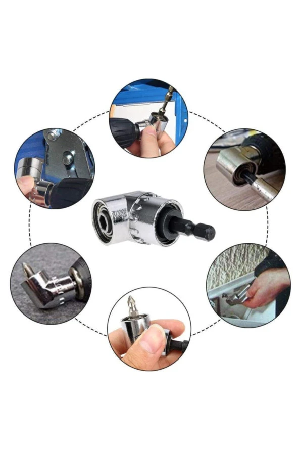 Depolife Köşe Vidalama Delme Kör Nokta Aparatı 1/4 Hex Matkap Adaptörü Kısa Kuyruk Altıgen Bits Girişli - Resim 3