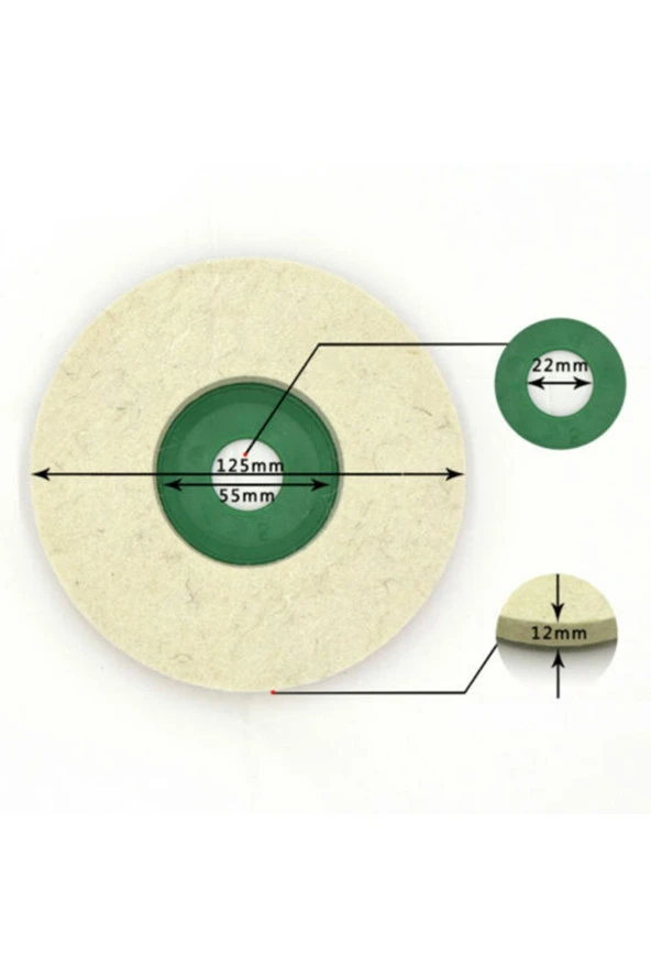 Depolife 115mm Koyun Yünü Keçe Disk Naturel Yün Keçe Polisaj Parlatma Avuç Taşlama Uyumlu - 3