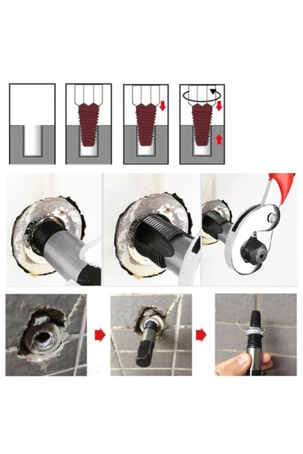 Depolife Hasarlı Kırık Musluk Batarya Çıkarma Aleti Kör Yuva Düzeltme Hazırlama Aparatı Kollu Karbon Uç - 3