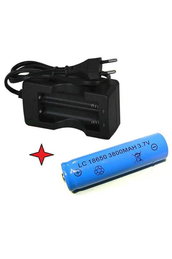 18650 Pil 2li Şarj Cihazı Seti 18650 3.7v Lion 3800 Mah Pil Kordonlu Led Gösterge Şarj Seti