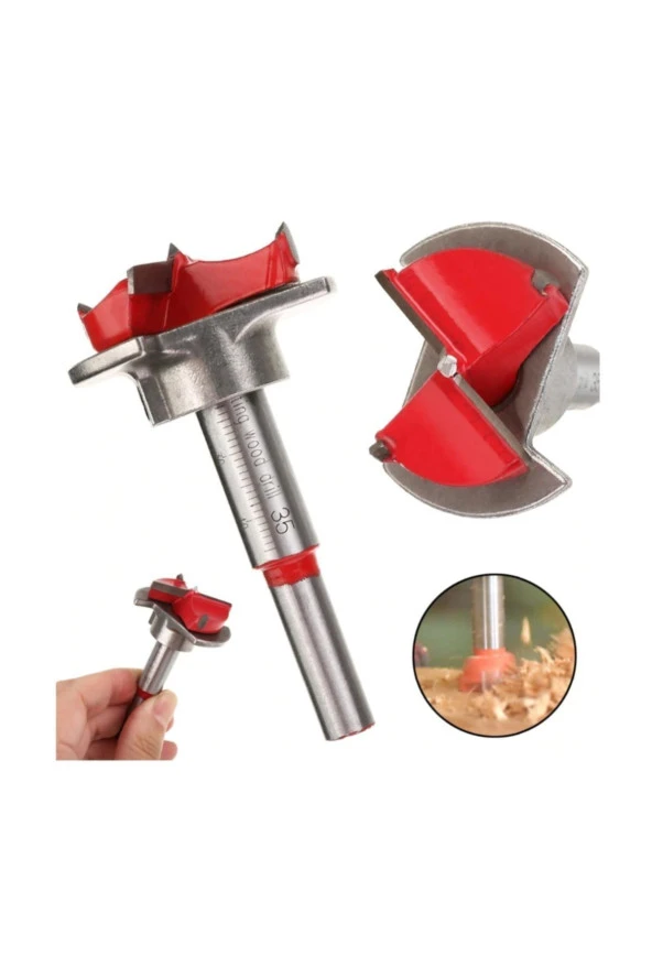 Depolife Menteşe Yuvası Açma Ayarlı Alyanlı Takım  Yuvarlak Delme Stoperli Panç Seti 35 Mm - Resim 2