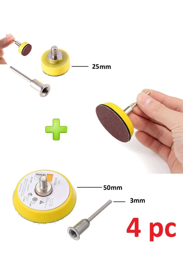 Depolife Dremel Tarzı Mini Kalıpcı Vız Vız Için 5cm ve 2.5cm Cırtlı Zımpara Pedi Zımpara Tabanı seti 4 parça - 2