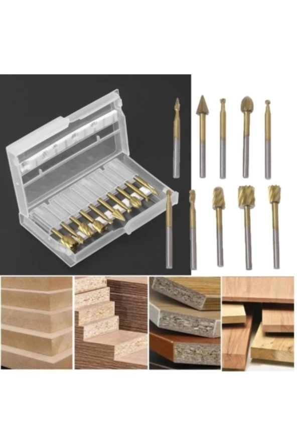 Vb Gravür Ahşap Oyma Ve Şekillendirici Uç Seti(titanyum Kaplama-10 Adet) - 3