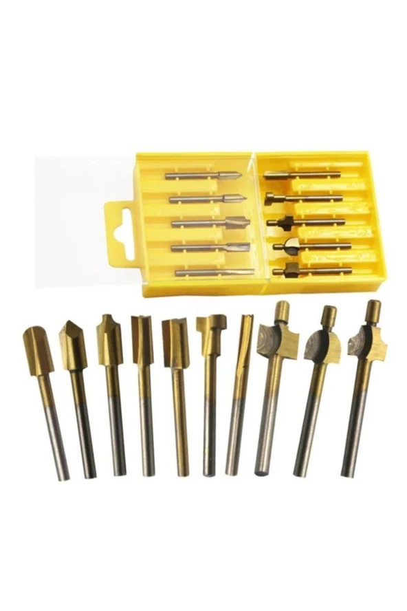 Vb Gravür Ahşap Oyma-freze Çok Amaçlı Titanyum Kaplama 10 Adet Uç Seti