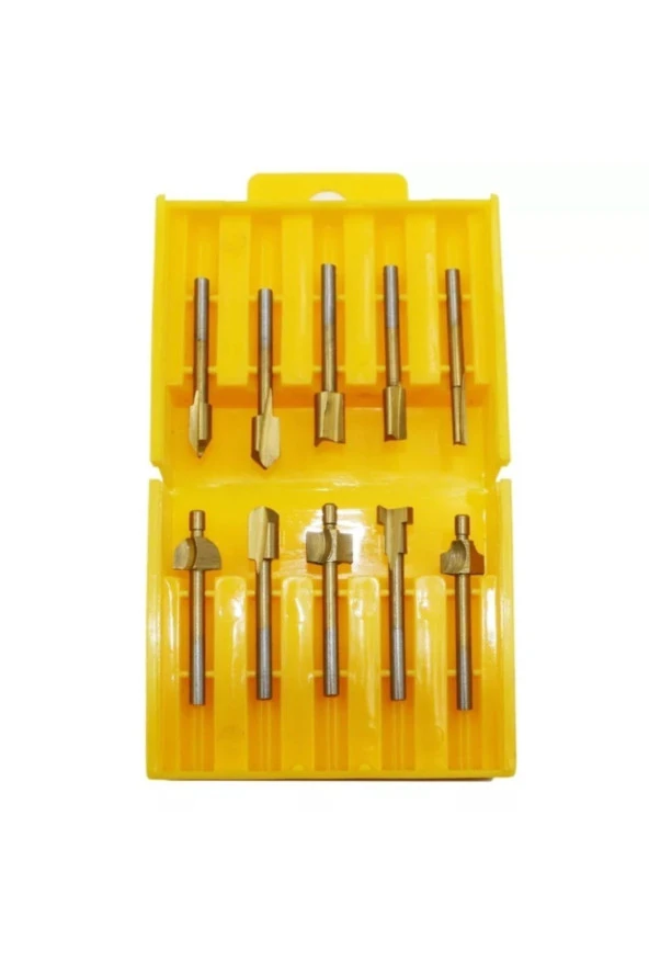 Vb Gravür Ahşap Oyma-freze Çok Amaçlı Titanyum Kaplama 10 Adet Uç Seti - 2