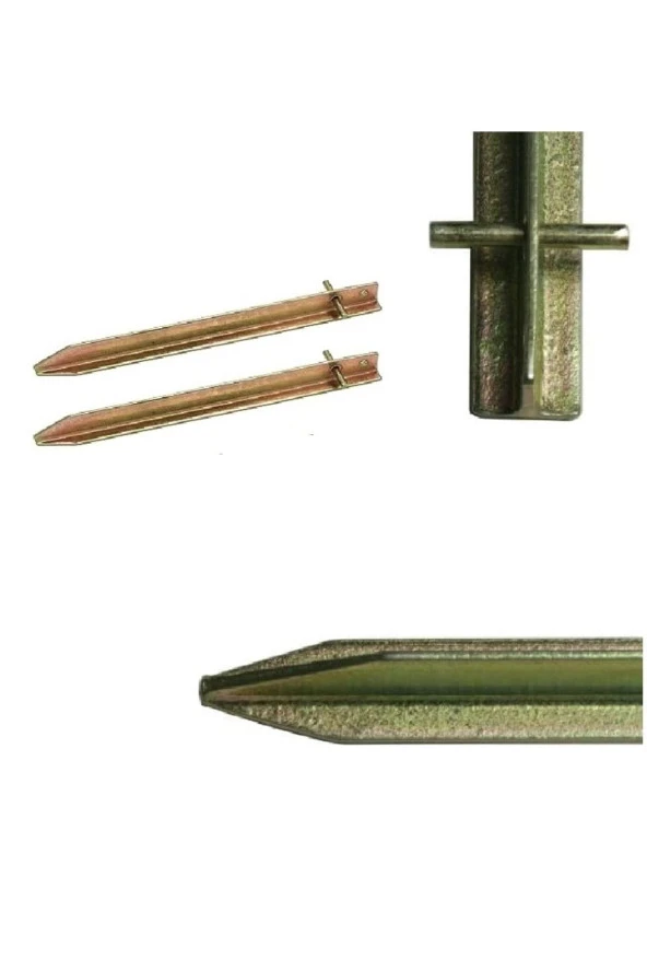 Depolife Kamp Çadırı Kazığı Çelik T Profil Zemin Çivisi 400mm Metal Çadır Kazığı 2li Galveniz Kaplama Kazık - 2