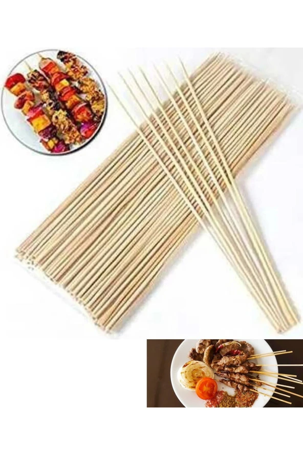 Depolife Bambu Çöp Şiş cubuğu 300 Adet mangal gril barbekü ızgara için ahşap bambudan şiş çubuk - 3