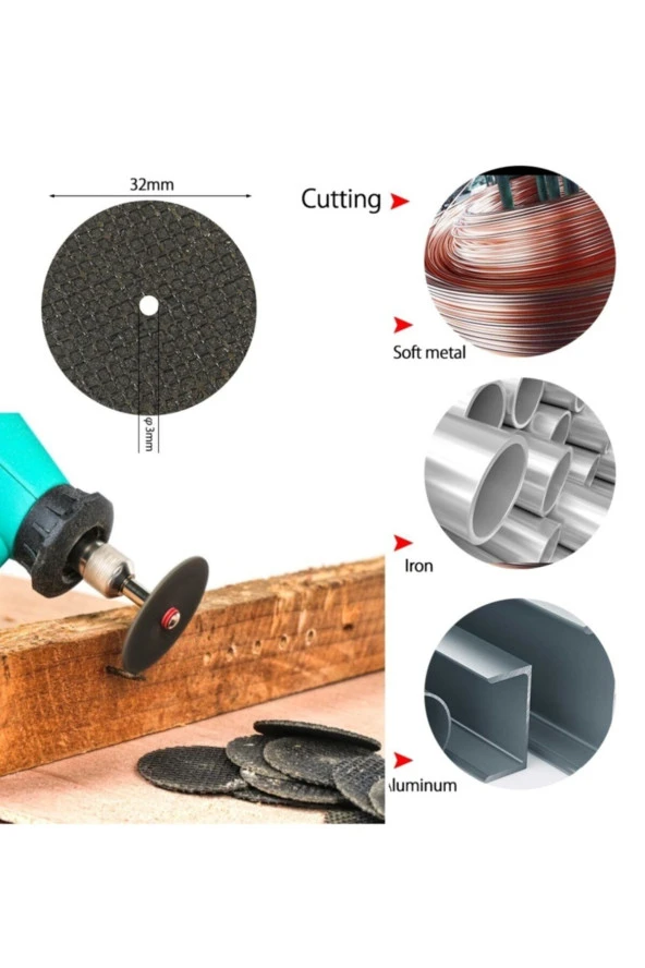 Depolife Dremel Benzeri Vız Vız Makinaları Için Kesici Mini Disk Seti Tel Fırça Kum Zımpara 20 Parça - 2