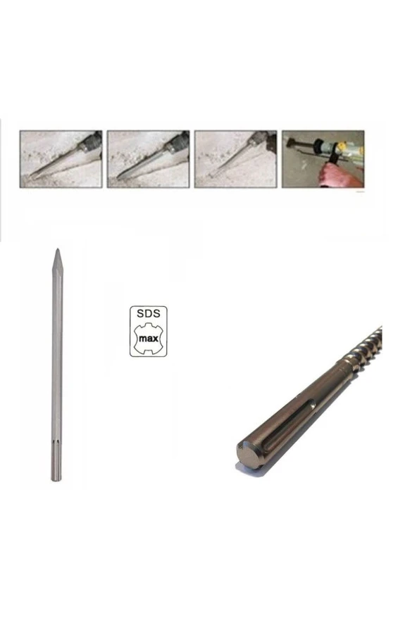 Depolife Sds Max Kırıcı Delici Için Murç Sds Max Keski 18 X 600 X 25mm Sdsmax Girişli - Resim 2