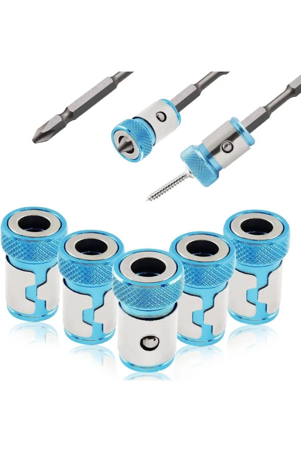Depolife Manyetik mıknatıslama halkası 5 adet Manyetik Vida Tutucu 1/4 ph pz yıldız matkap ucu için