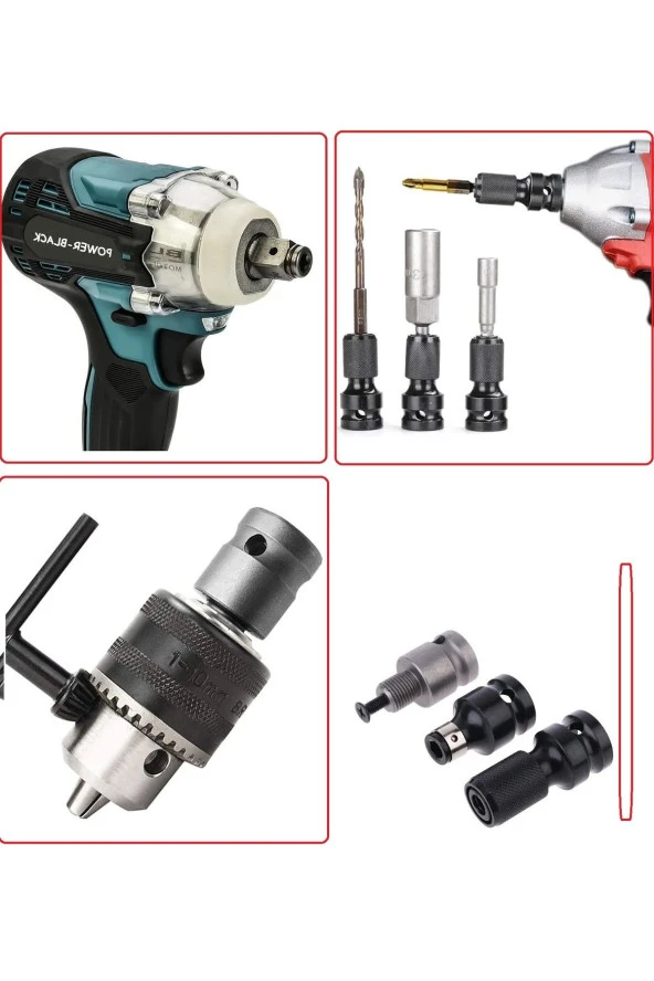Depolife Somun Bijon Sökme Takma Sıkma darbeli matkap makinesi için bits ve mandren adaptörü ağır hizmet - Resim 3