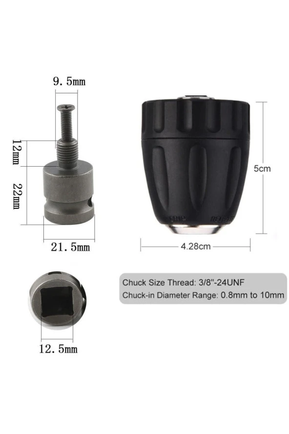 Depolife Somun Sökme Sıkma Makinesi Için 10mm Mandren Ve Bits Adaptör Seti 1/2 Hex (TORKLU MAKİNALAR İÇİN) - 3