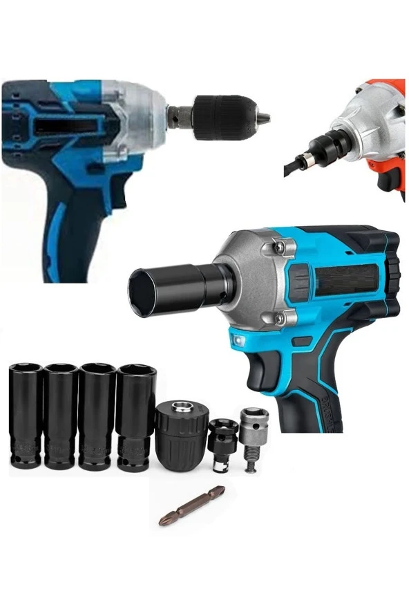Depolife Somun Sökme Sıkma Torklu Makine Için 4lü Lokma Seti Mandren Ve Bits Adaptör 1/2 Bijon - 3