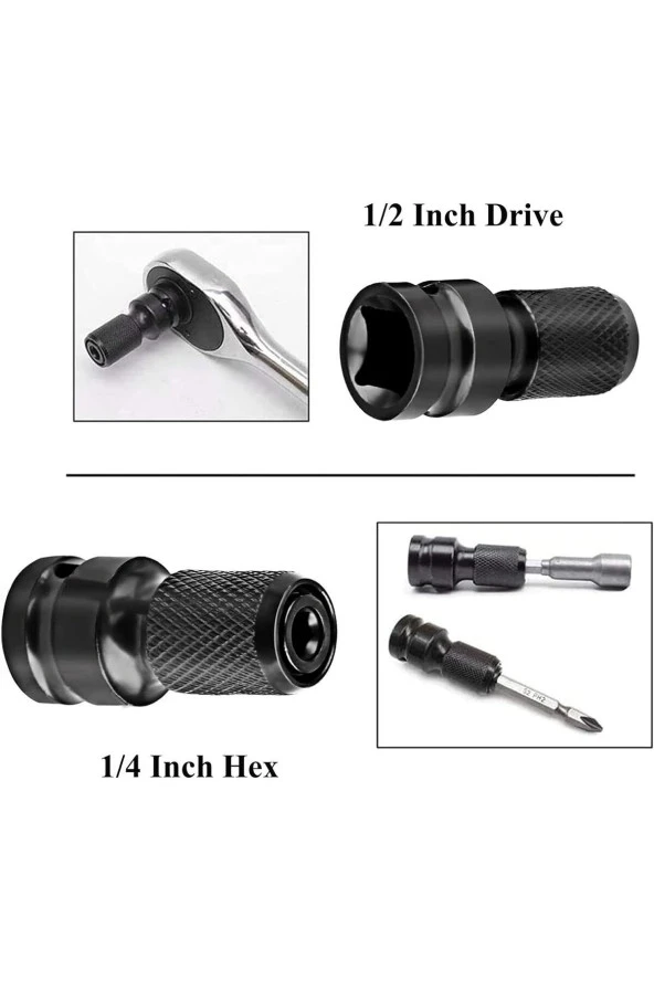 Depolife Darbeli Matkap için Uç Adaptörü 1/2 köşeli tahrik 1/4 altıgen şaft burç adaptör hızlı germe dönüştür - 2